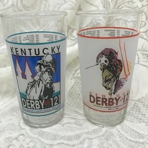 Vintage Kentucky Derby Glasses, 1995 Derby 121, 1996 Derby 122